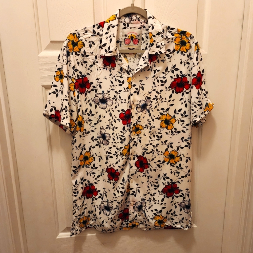 Good Vibes mens floral short sleeve‎ shirt